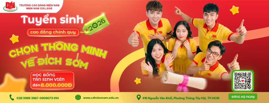 Trường Cao đẳng Miền Nam tuyển sinh 2026: 19 ngành học - 1000 suất học bổng